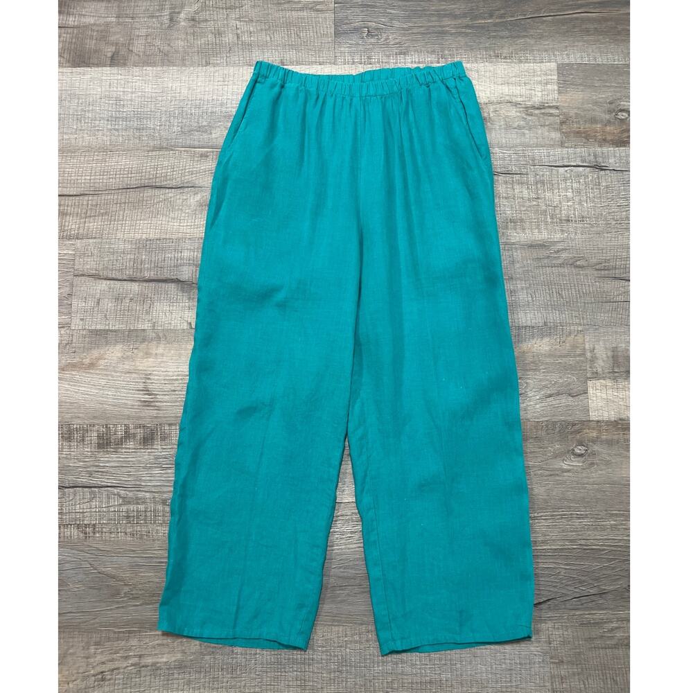 Flax Wide Leg Linen Pants in Teal